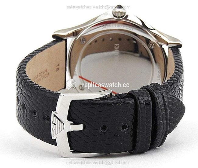 Emporio Armani Black Swiss Made Mens Quartz Lizard Leather Watch Emporio Armani Black Swiss Made Mens Quartz Lizard Leather Watch