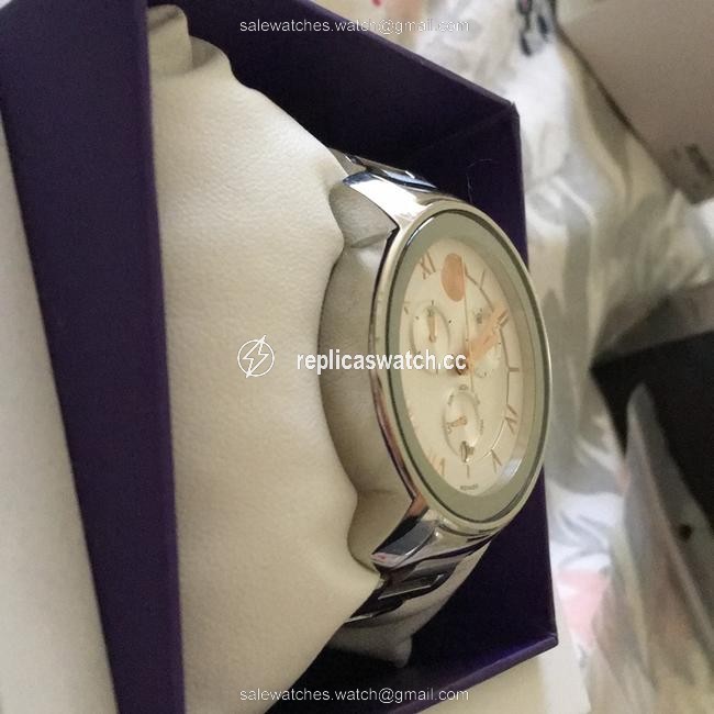 Movado Silver & Rose Gold 3600205 Stainless Steel Bracelet Chronograph Watch Movado Silver & Rose Gold 3600205 Stainless Steel Bracelet Chronograph Watch