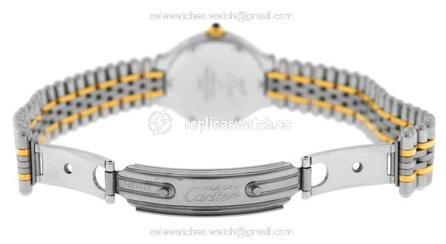 Cartier Yellow Gold Silver Ladies 1340 Must De 28mm Steel Bullet Bracelet Watch Cartier Yellow Gold Silver Ladies 1340 Must De 28mm Steel Bullet Bracelet Watch