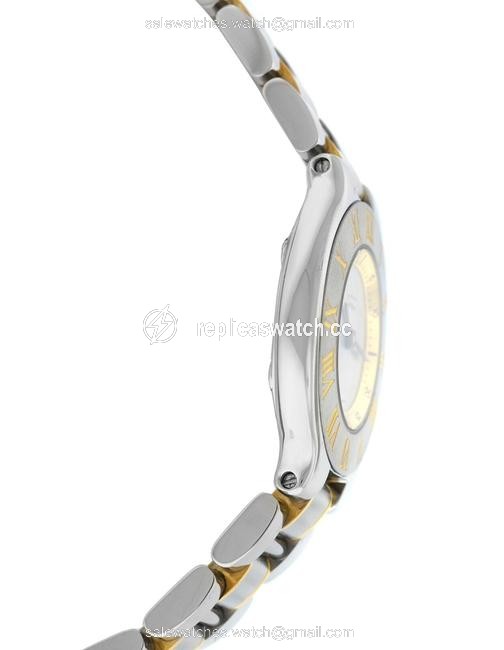 Cartier Gold Silver Ladies Must De 1340 Ref. W10073r6 Quartz Steel Watch Cartier Gold Silver Ladies Must De 1340 Ref. W10073r6 Quartz Steel Watch