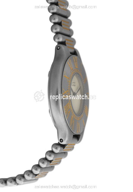Cartier Silver Yellow Gold Ladies Must De Bullet Bracelet Quartz Steel 28mm Watch Cartier Silver Yellow Gold Ladies Must De Bullet Bracelet Quartz Steel 28mm Watch