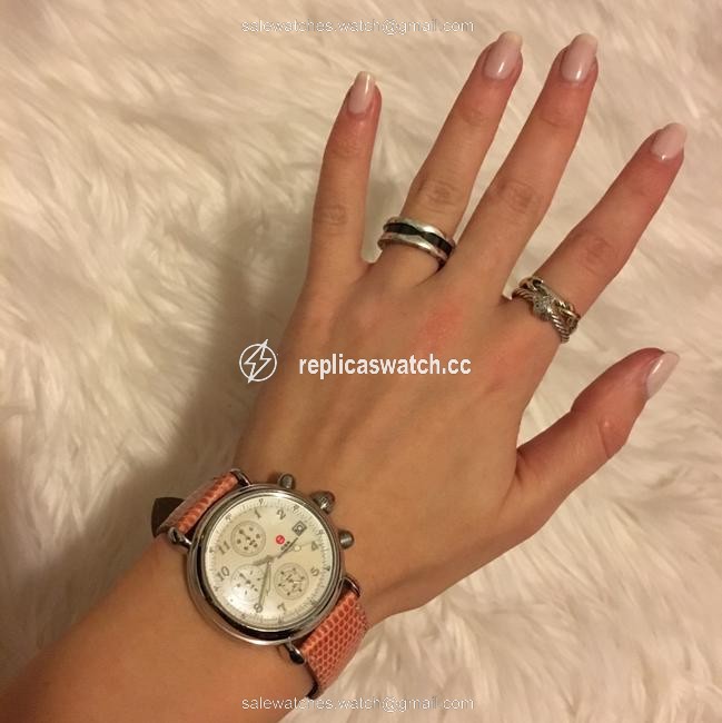 Michele Stainless Steel and Pink Csx Chronograph Mother Of Pearl Watch Michele Stainless Steel and Pink Csx Chronograph Mother Of Pearl Watch