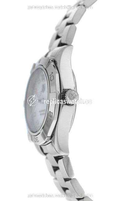 TAG Heuer Silver Ladies Aquaracer Waf1415 Steel Mop Diamond Date 300m Quartz Watch TAG Heuer Silver Ladies Aquaracer Waf1415 Steel Mop Diamond Date 300m Quartz Watch