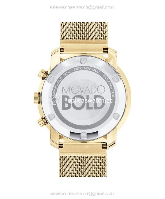 Movado Gold Stainless Steel Mesh Strap Chronograph Mens 3600372 Watch Movado Gold Stainless Steel Mesh Strap Chronograph Mens 3600372 Watch