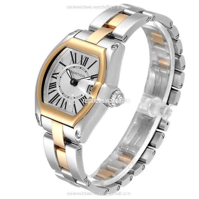 Cartier Silver 18k Yellow Gold and Stainless Steel Roadster W62026y4 Womens Wristwatch 36.5 X 30.5 Mm Watch Cartier Silver 18k Yellow Gold and Stainless Steel Roadster W62026y4 Womens Wristwatch 36.5 X 30.5 Mm Watch
