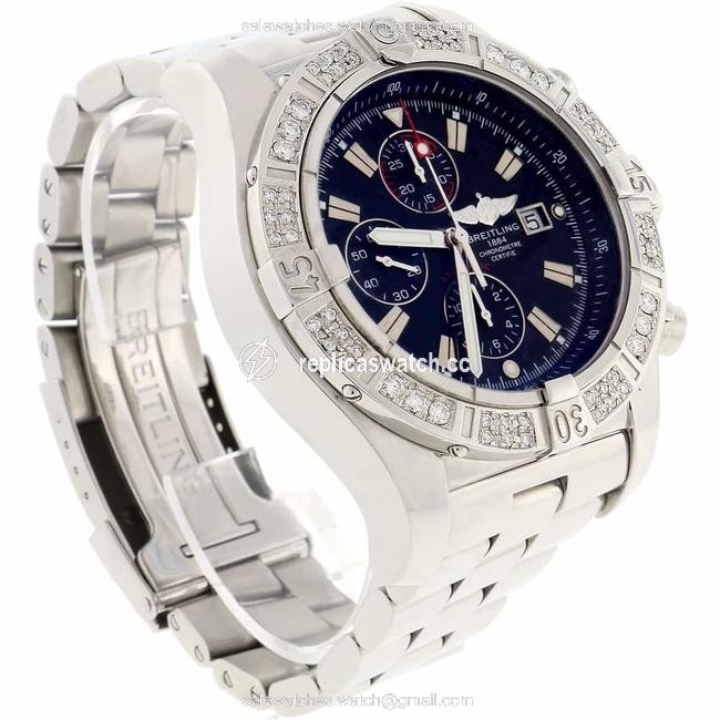 Breitling Stainless Steel Super Avenger Black Dial Diamond 48mm A13370 Watch Breitling Stainless Steel Super Avenger Black Dial Diamond 48mm A13370 Watch