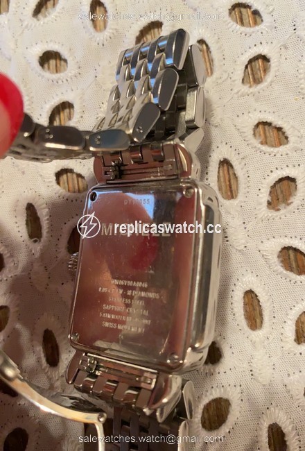 Michele Silver Deco Mid Stainless Diamond Dial Watch Michele Silver Deco Mid Stainless Diamond Dial Watch
