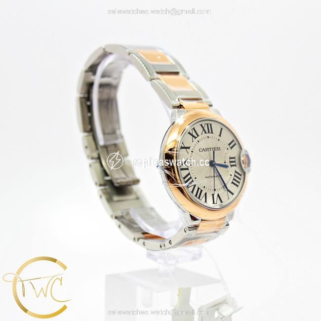 Cartier Silver Ballon Bleu 36mm Stainless Steel 18k Rose Gold Ref W2bb0003 Watch Cartier Silver Ballon Bleu 36mm Stainless Steel 18k Rose Gold Ref W2bb0003 Watch