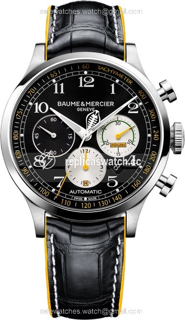 Baume & Mercier Black / Yellow Capeland Shelby Cobra Limited Edition Moa10282 Watch Baume & Mercier Black / Yellow Capeland Shelby Cobra Limited Edition Moa10282 Watch