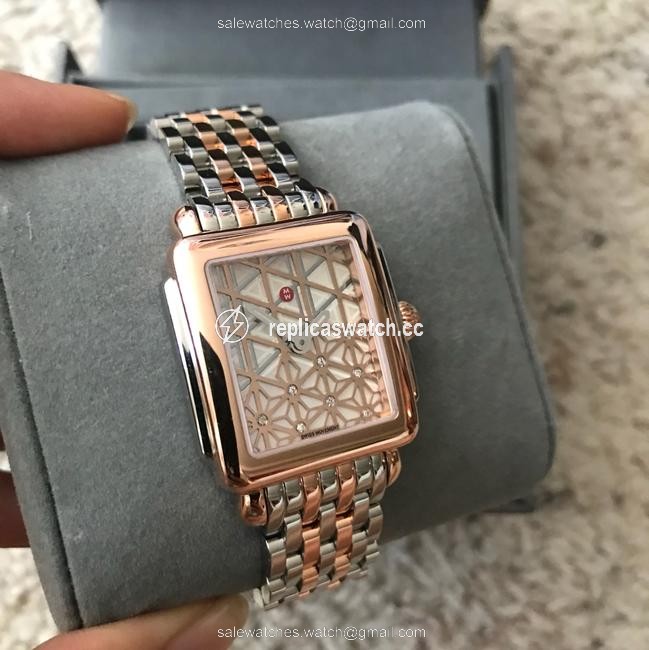 Michele Rose-gold/ Silver Limited Edition Deco 16 Two-tone Layered Dia Watch Michele Rose-gold/ Silver Limited Edition Deco 16 Two-tone Layered Dia Watch
