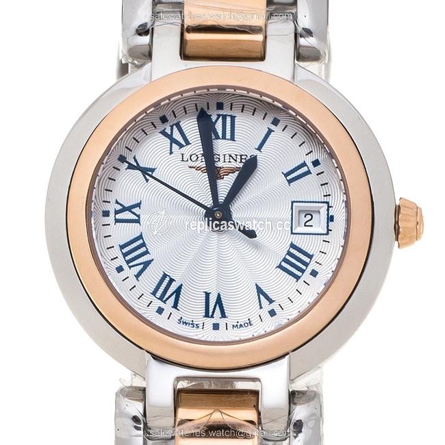 Longines Silver 18k Rose Gold Stainless Steel Primaluna L8.110.5.78.6 Womens Wristwatch 26.50 Mm Watch Longines Silver 18k Rose Gold Stainless Steel Primaluna L8.110.5.78.6 Womens Wristwatch 26.50 Mm Watch