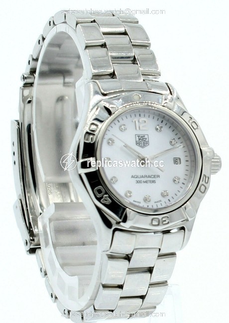 TAG Heuer Silver Ladies Aquaracer White Mother Of Pearl and Diamond Dial Watch TAG Heuer Silver Ladies Aquaracer White Mother Of Pearl and Diamond Dial Watch
