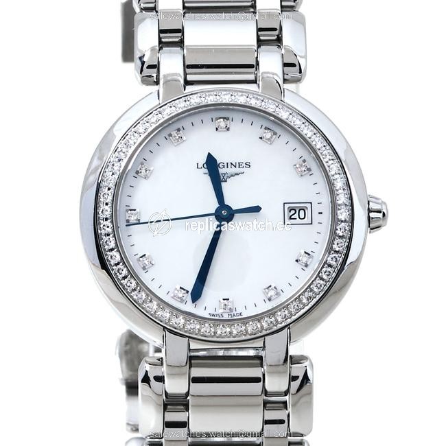 Longines Mother Of Pearl Stainless Steel Diamonds Primaluna L8.112.0 Womens Wristwatch 30 Mm Watch Longines Mother Of Pearl Stainless Steel Diamonds Primaluna L8.112.0 Womens Wristwatch 30 Mm Watch