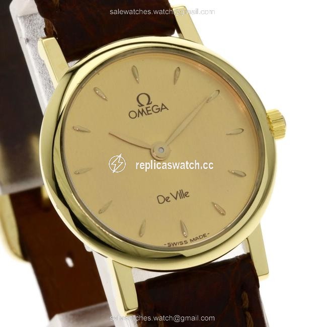 Omega Champagne 18k Yellow Gold De Ville Quartz Womens Wristwatch 23 Mm Watch Omega Champagne 18k Yellow Gold De Ville Quartz Womens Wristwatch 23 Mm Watch