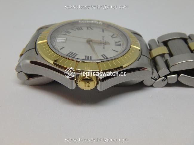 Baume & Mercier Yellow Gold and Silver Roman Mens 18k Gold/Steel White Dial Quartz Watch Baume & Mercier Yellow Gold and Silver Roman Mens 18k Gold/Steel White Dial Quartz Watch