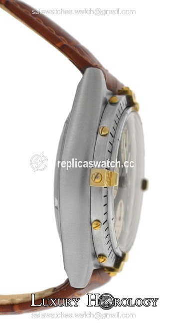 Breitling Mens Chronomat 81.950 Stainless Steel Gold Chrono Watch Breitling Mens Chronomat 81.950 Stainless Steel Gold Chrono Watch