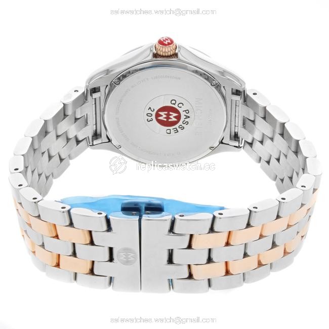 Michele Pink Belmore 0.34 Cttw Diamonds Two-tone Steel Quartz (19218) Watch Michele Pink Belmore 0.34 Cttw Diamonds Two-tone Steel Quartz (19218) Watch