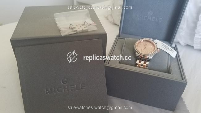 Michele Diamond Rose Gold & Silver Belmore Two Tone Gold/ Dial Watch Michele Diamond Rose Gold & Silver Belmore Two Tone Gold/ Dial Watch