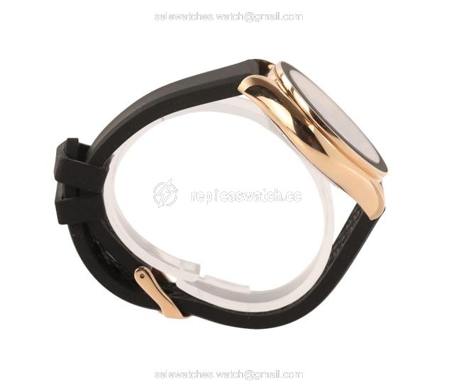 Michele Black Silicone Rose Gold-tone Cape Topaz Watch Michele Black Silicone Rose Gold-tone Cape Topaz Watch
