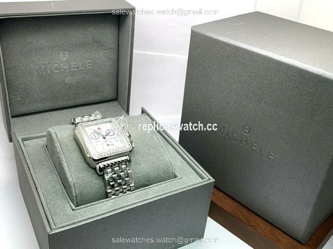 Michele Silver Deco Ladies Chronograph Mop 0.66ctw Diamond Mw06p01a1046 Watch Michele Silver Deco Ladies Chronograph Mop 0.66ctw Diamond Mw06p01a1046 Watch