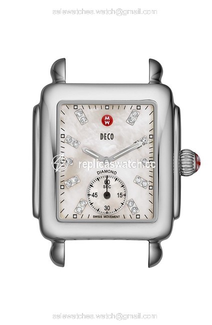 Michele Pink Deco Diamond Face with Alligator Band Watch Michele Pink Deco Diamond Face with Alligator Band Watch