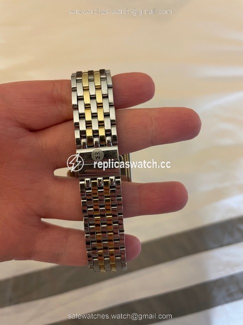 Michele Silver and Gold Deco Mid 29mm Watch Michele Silver and Gold Deco Mid 29mm Watch