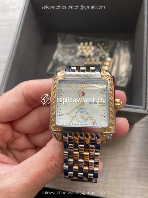 Michele Silver Gold Deco Two-tone Watch Michele Silver Gold Deco Two-tone Watch