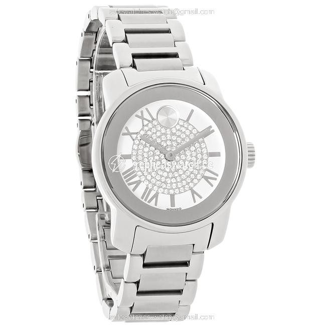 Movado Silver Bold Stainless Pave Crystal Womens Quartz 3600254 Watch Movado Silver Bold Stainless Pave Crystal Womens Quartz 3600254 Watch