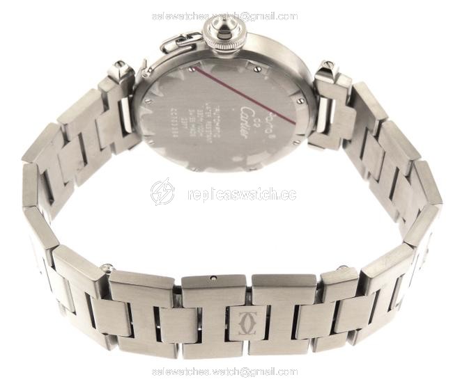 Cartier White Mint Pasha C Gmt Globe Stainless Steel 35mm Date Watch Cartier White Mint Pasha C Gmt Globe Stainless Steel 35mm Date Watch