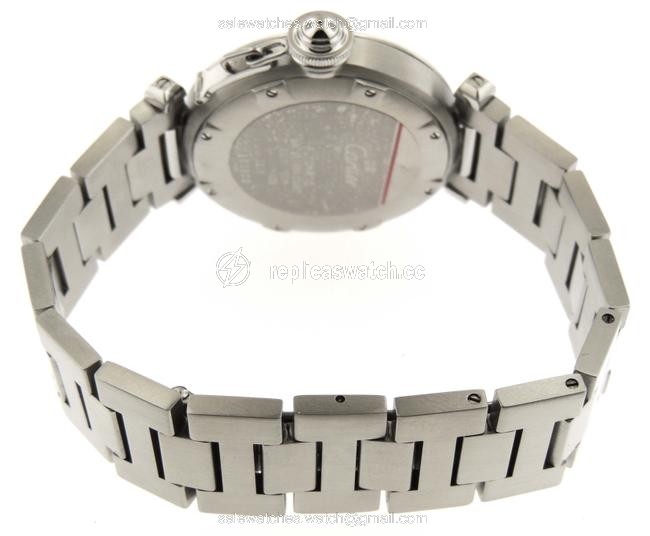 Cartier Silver Mint Pasha C Gmt Globe Ss 35mm Date Watch Cartier Silver Mint Pasha C Gmt Globe Ss 35mm Date Watch