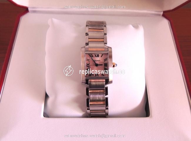 Cartier Silver Box Tank Francaise Special Edition 2384 18k Rg Ss Watch Cartier Silver Box Tank Francaise Special Edition 2384 18k Rg Ss Watch