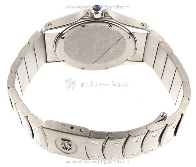 Cartier White Mint Mens Santos Ronde Stainless Steel Date 33mm Watch Cartier White Mint Mens Santos Ronde Stainless Steel Date 33mm Watch