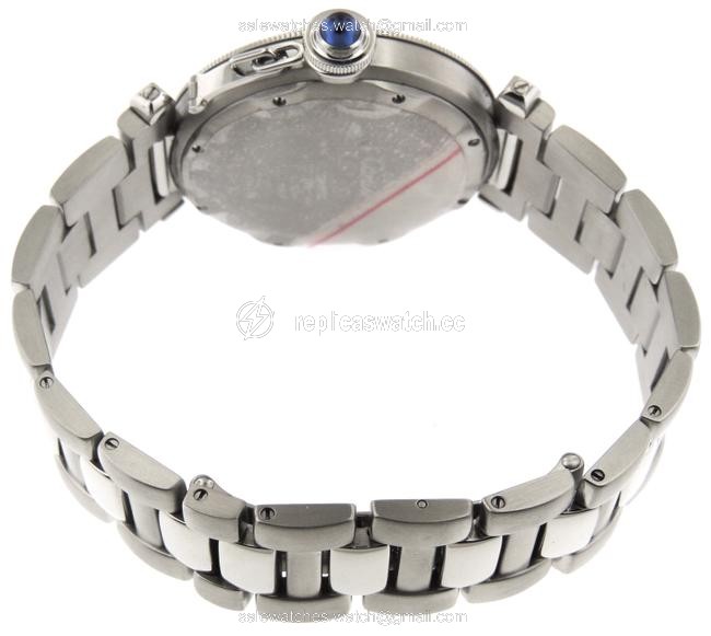 Cartier Gray W Mint Men Pasha 1040 Ss 38mm Date Watch Cartier Gray W Mint Men Pasha 1040 Ss 38mm Date Watch