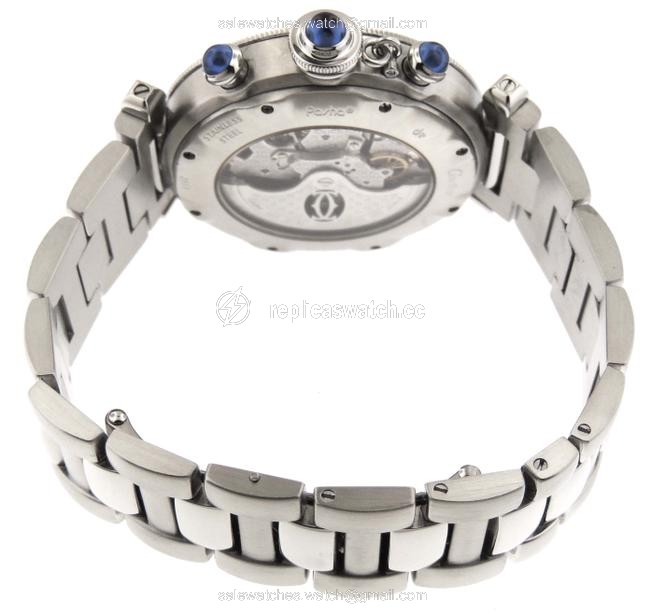 Cartier Silver Mint Men Pasha Chronograph 2113 Ss 38mm Date Watch Cartier Silver Mint Men Pasha Chronograph 2113 Ss 38mm Date Watch
