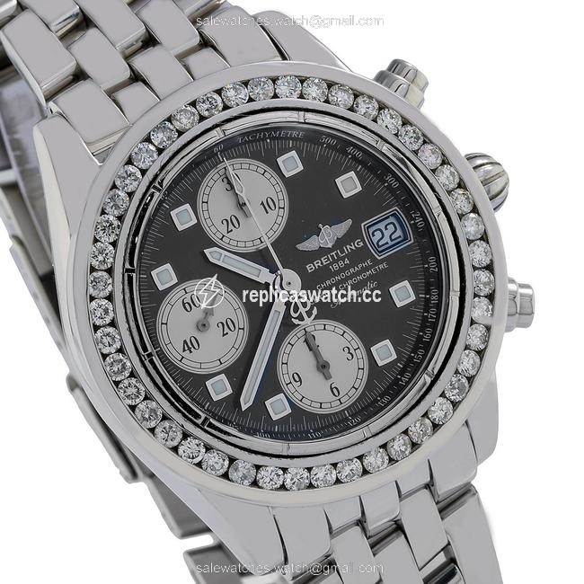 Breitling Black Chronomat Evolution A13356 45mm Diamond Dial Watch Breitling Black Chronomat Evolution A13356 45mm Diamond Dial Watch