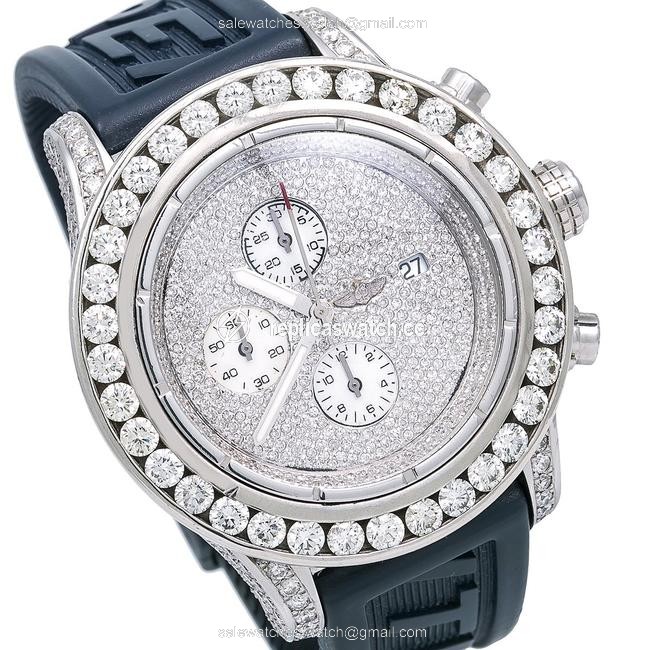 Breitling White Super Avenger A13370 48mm Diamond Dial with 20.50 Ct Watch Breitling White Super Avenger A13370 48mm Diamond Dial with 20.50 Ct Watch
