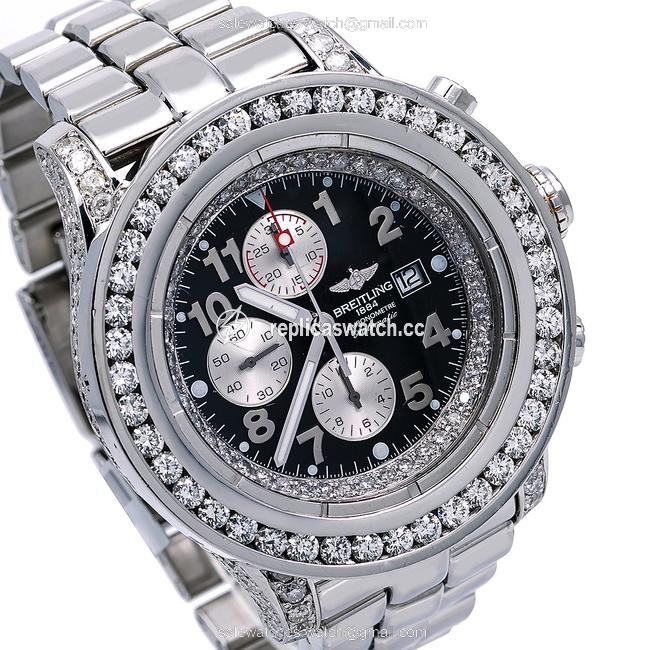 Breitling Black Super Avenger A13370 48mm Diamond Dial with 9.35 Ct Watch Breitling Black Super Avenger A13370 48mm Diamond Dial with 9.35 Ct Watch