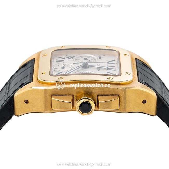 Cartier Black and White Santos 100 W20096y1 38mm Dial with Leather Bracelet Watch Cartier Black and White Santos 100 W20096y1 38mm Dial with Leather Bracelet Watch