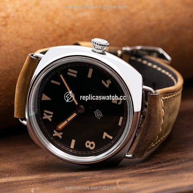 Panerai Black and Brown Radiomir 3 Days 47mm Pam00424 Dial with Leather Watch Panerai Black and Brown Radiomir 3 Days 47mm Pam00424 Dial with Leather Watch