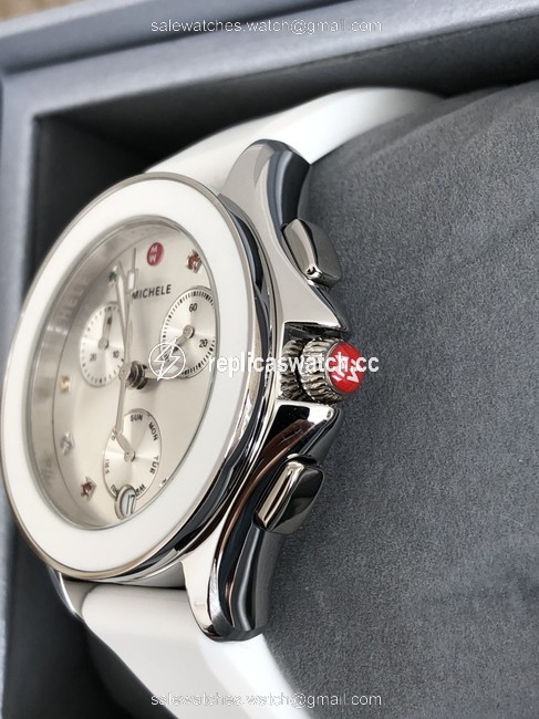 Michele White Flash-sale Silver/White Cape Chronograph Mww27c000001 Watch Michele White Flash-sale Silver/White Cape Chronograph Mww27c000001 Watch