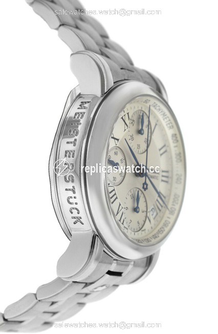 Montblanc Silver Meisterstuck 7016 Chronograph 38mm Stainless Steel Watch Montblanc Silver Meisterstuck 7016 Chronograph 38mm Stainless Steel Watch