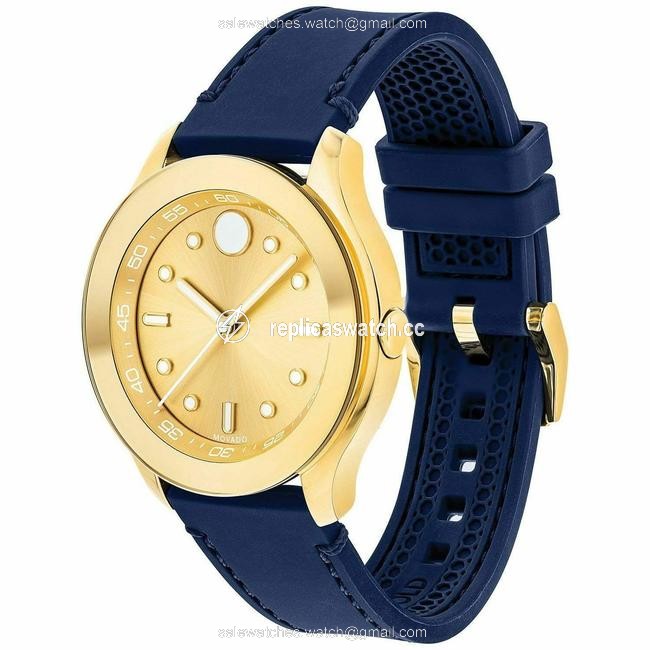 Movado Gold/Blue 3600413 Womens Silicone Watch Movado Gold/Blue 3600413 Womens Silicone Watch