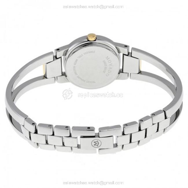 Movado Gold Silver Black Amorosa Dial Ladies Bangle Watch Movado Gold Silver Black Amorosa Dial Ladies Bangle Watch