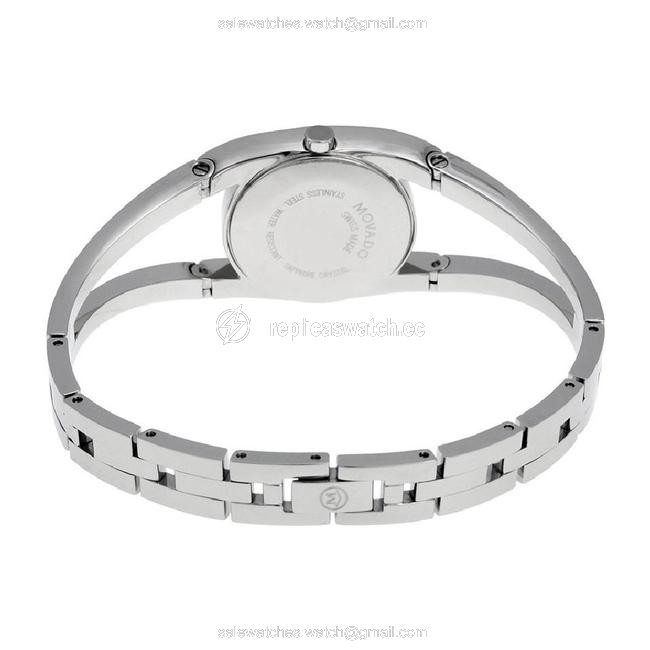 Movado Silver Tone Black Amorosa Dial Ladies Bangle Style Watch Movado Silver Tone Black Amorosa Dial Ladies Bangle Style Watch