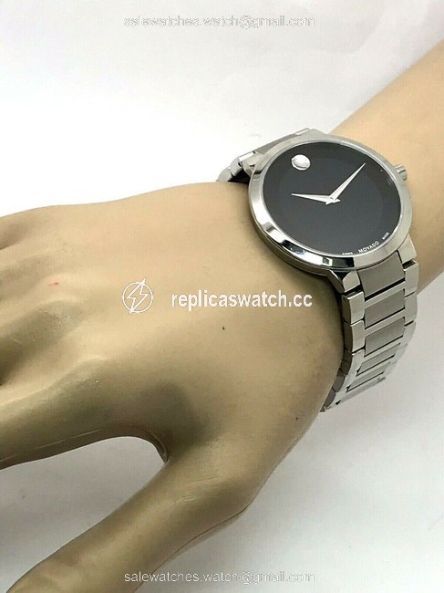 Movado Silver & Black Museum 0607119 Swiss Dial Tone S. Steel Mens Watch Movado Silver & Black Museum 0607119 Swiss Dial Tone S. Steel Mens Watch