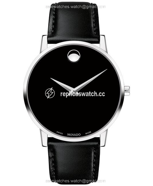 Movado Silver & Black Museum 0607269 Mens Dial Leather Strap Swiss Watch Movado Silver & Black Museum 0607269 Mens Dial Leather Strap Swiss Watch
