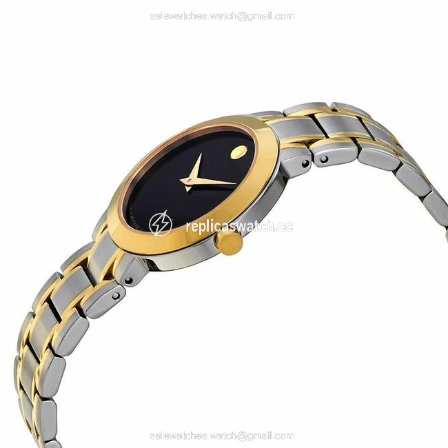 Movado Silver/Gold/Two Tone 0607281 Stiri Black Quartz Watch Movado Silver/Gold/Two Tone 0607281 Stiri Black Quartz Watch