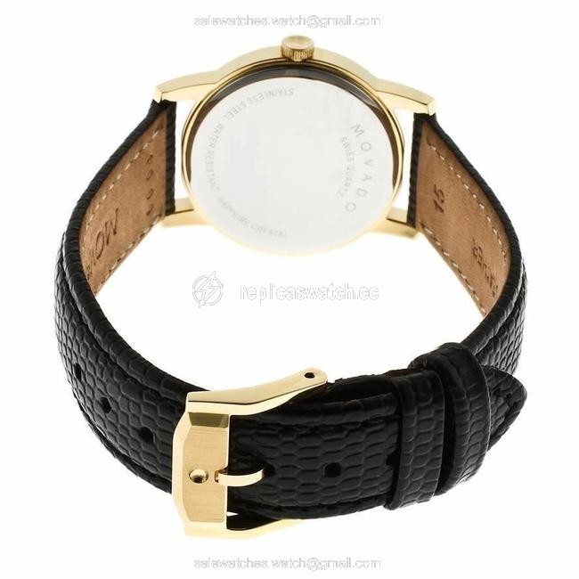 Movado Black/Gold 2100006 Womens Leather Watch Movado Black/Gold 2100006 Womens Leather Watch