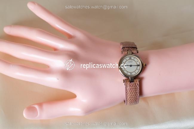 Cartier Silver Box W Must De Womens Round Vermiel Quartz W/ and Leather Watch Cartier Silver Box W Must De Womens Round Vermiel Quartz W/ and Leather Watch