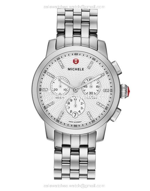 Michele Silver Uptown Diamond Chronograph Mww25a000001 Watch Michele Silver Uptown Diamond Chronograph Mww25a000001 Watch